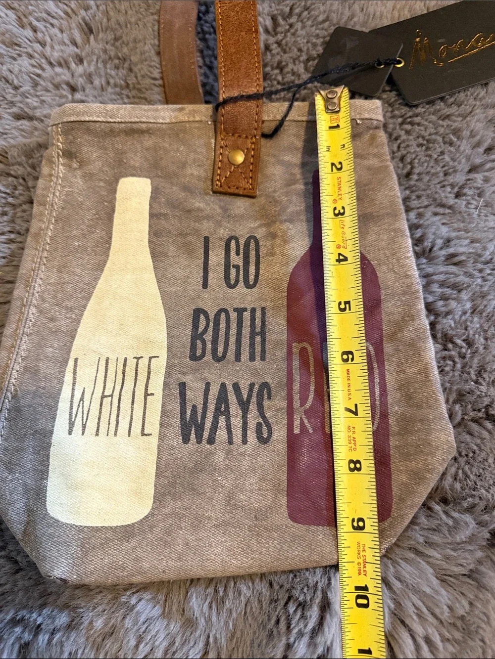 Mona B Wine Bag Carrier Up-Cycled Canvas 2 Bottle I Go Both Ways White Red New